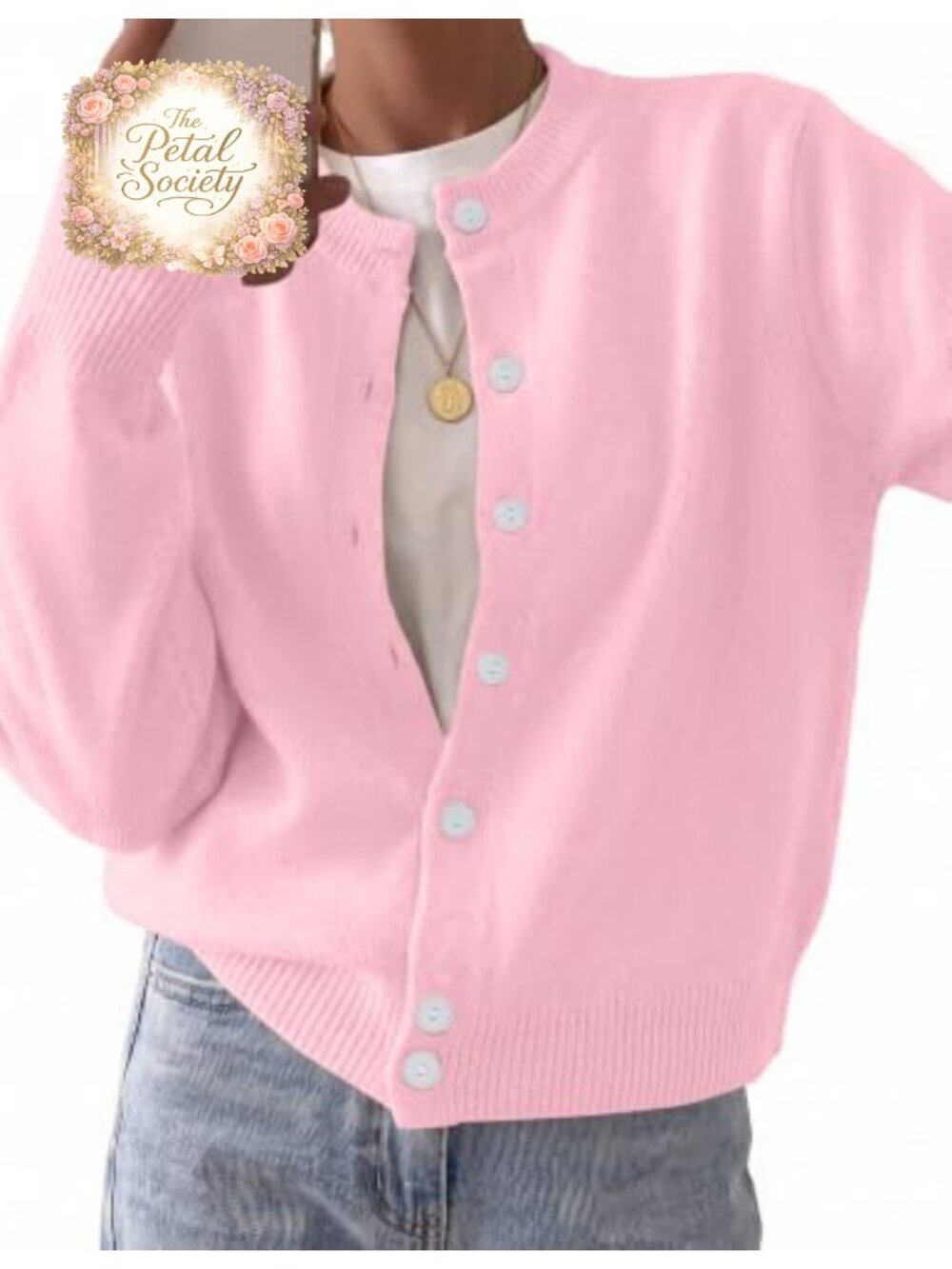 Wool Blend Chunky Knit Button Front Cardigan Sweater Long Sleeve Crewneck